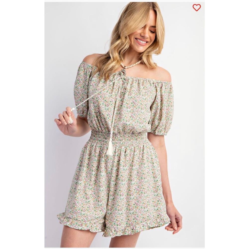 EASEL - Printed Boho Ruffle Romper - Small - Picture 2 of 4